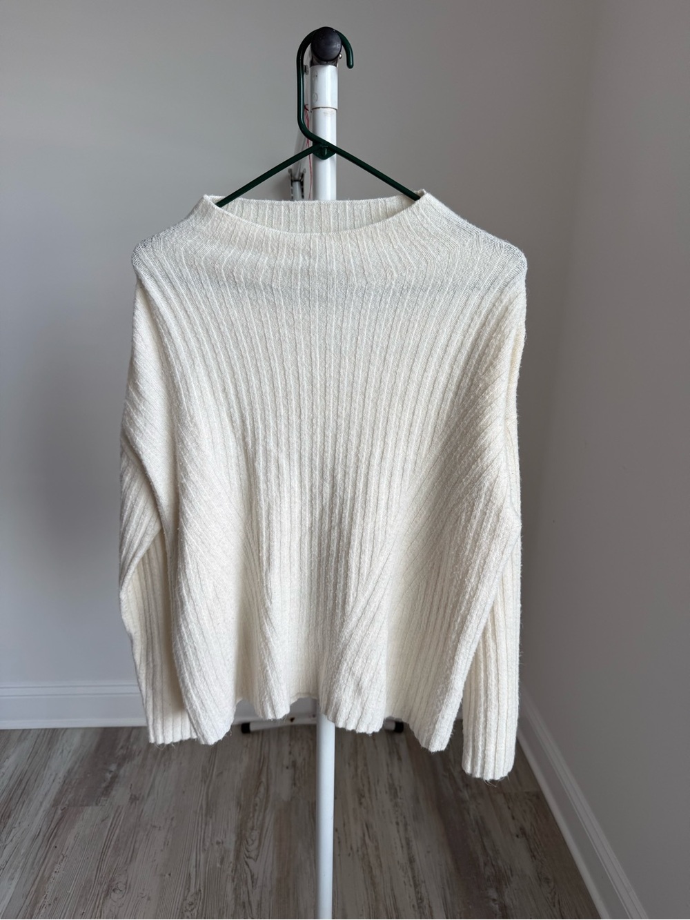 Women's Cozy Ribbed Crewneck Sweater - Cream